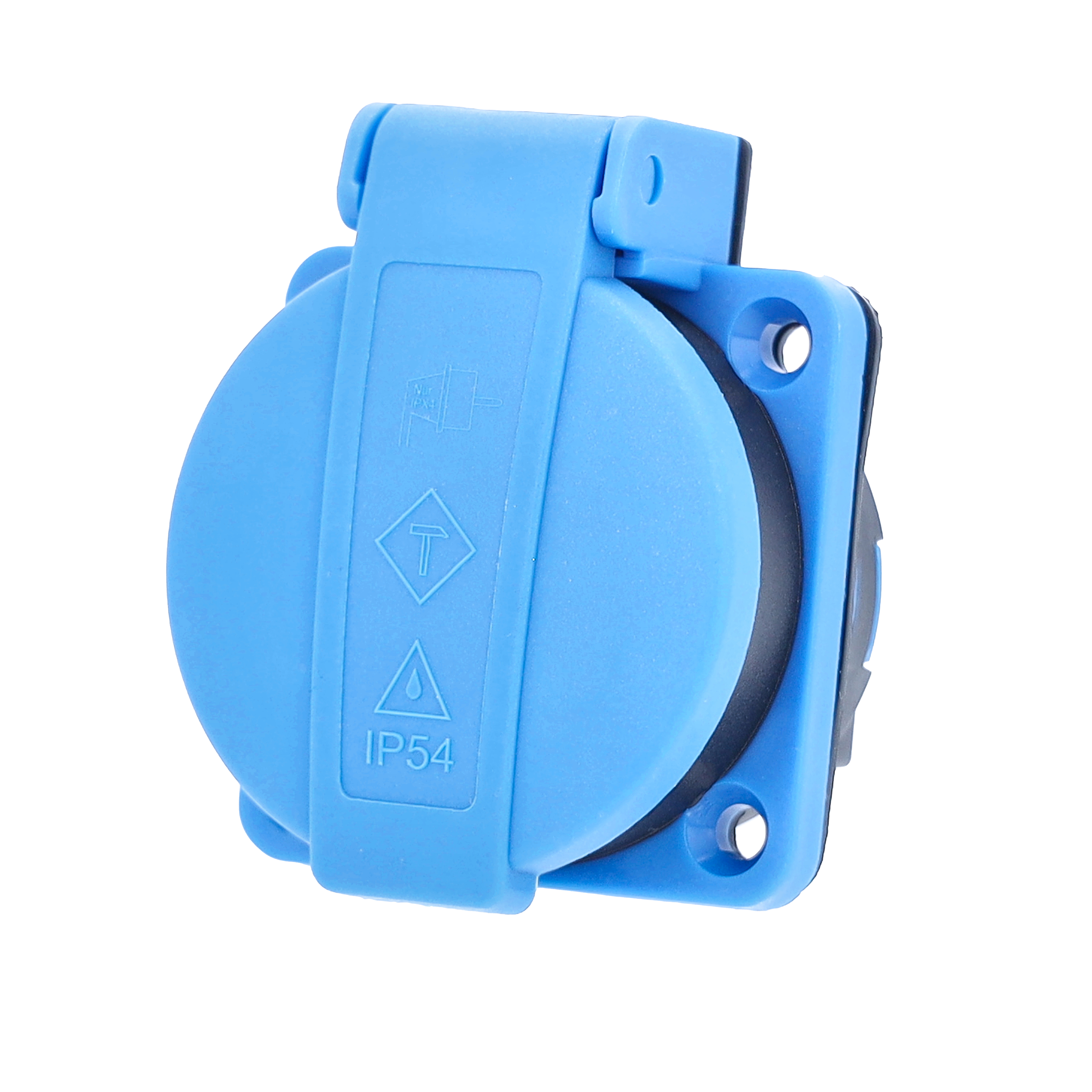 Schwabe Geaarde Contactdoos blauw met deksel tbv kabelhaspel