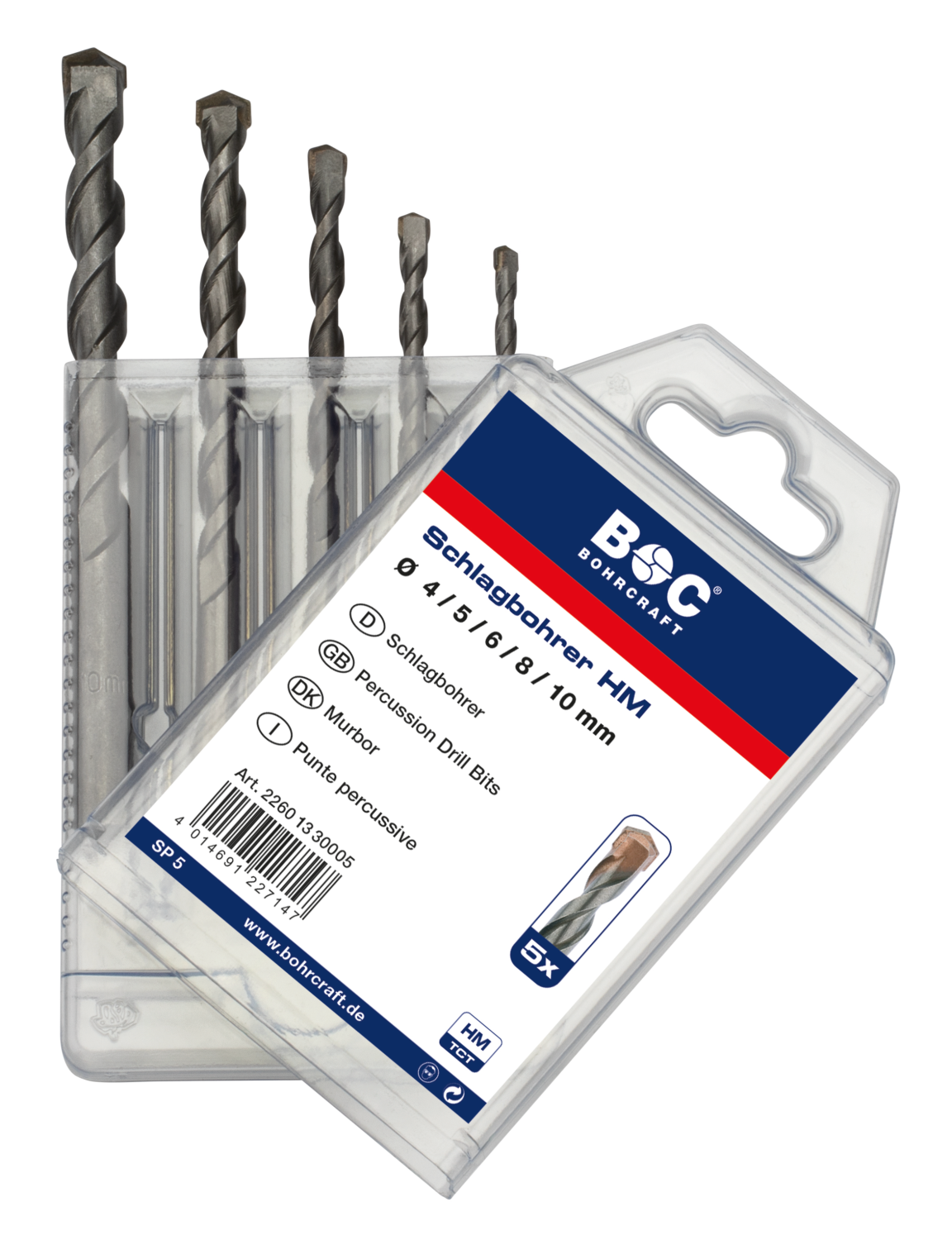BC Betonborenset HM SP5 Ø 4-5-6-8-10mm, 5-delig
