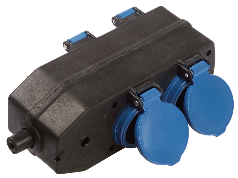 Schwabe Verdeeldoos 230V/16A IP44 4-voudig zonder Verlengkabel