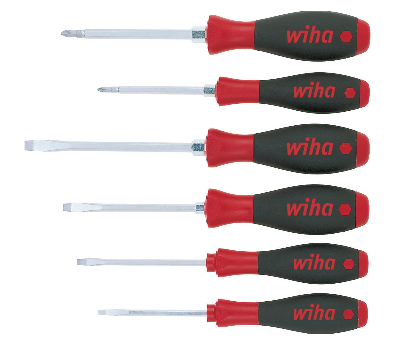 WIHA Schroevendraaierset SoftFinish zeskantschacht en zeskantaanzet 308 SL/PH, 6-delig