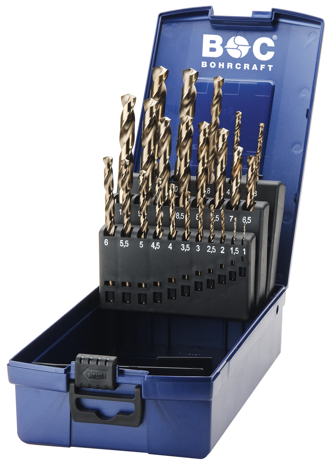 BC PP Spiraalborenset HSS-E Co 5% DIN 338 KE 24 Z3 Ø 1-10,5mm x 0,5mm, 24-delig