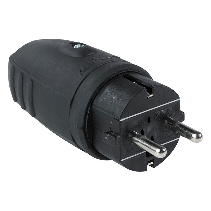 Schwabe Rubber Stekker 230V/16A IP44 Zwart tot 2,5 mm²
