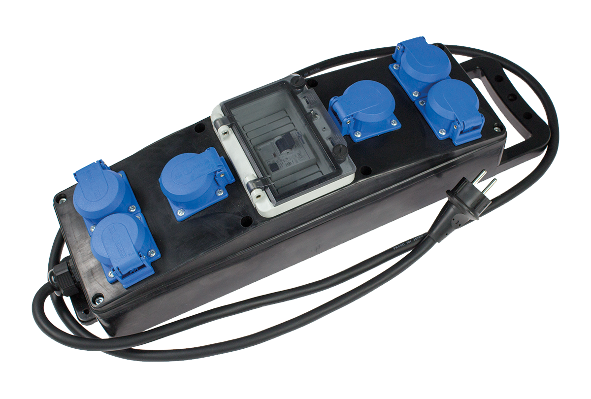 Schwabe Stroomverdeler Massief Rubber S1+ 230V/16A IP44 6-voudig H07RN-F 3G2,5 2m