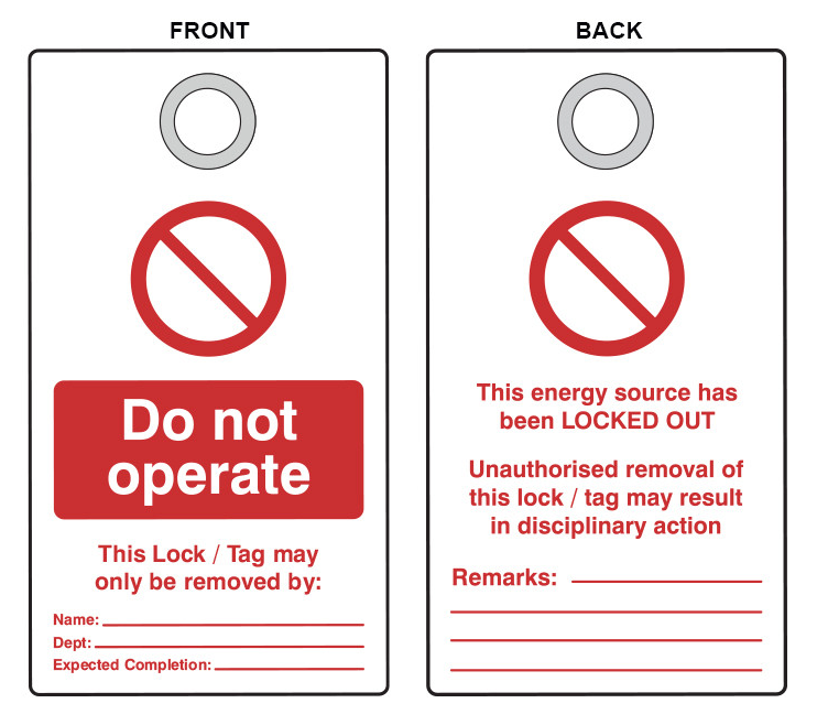 Spectrum Waarschuwing Label 75x135mm 'Do not operate' met oogje(10 stuks)
