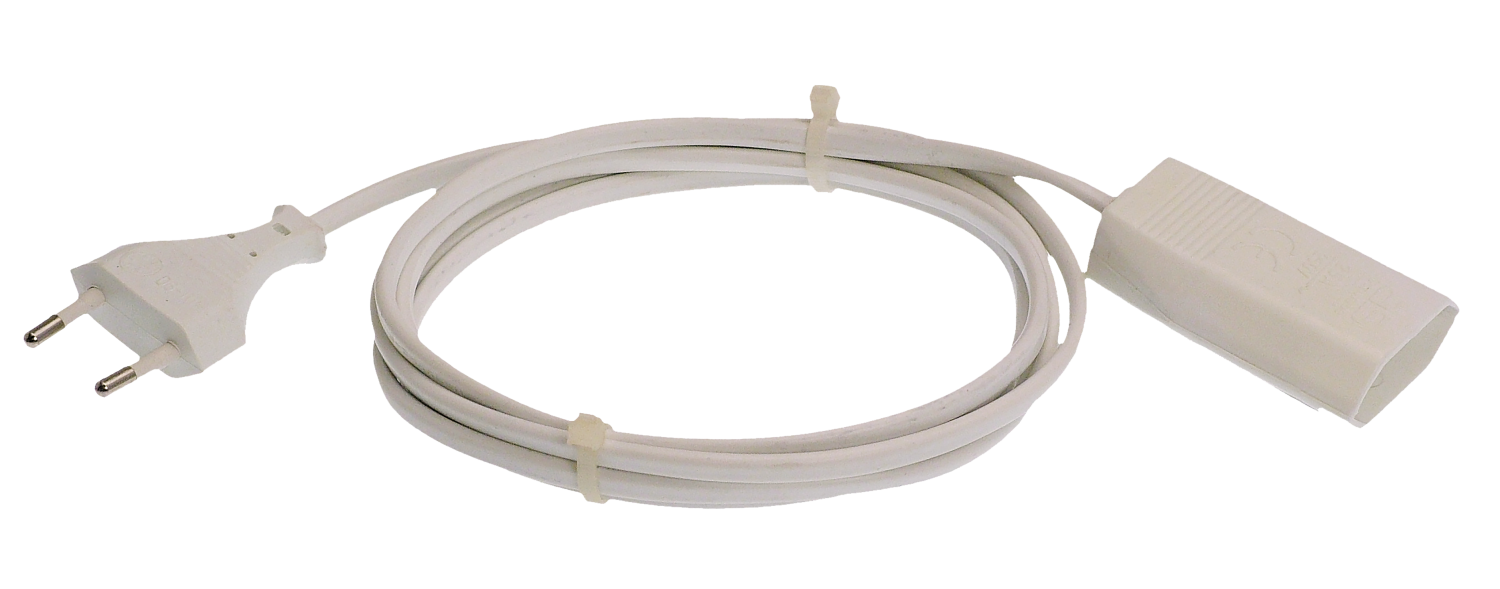 Schwabe Verlengkabel Vinyl 230V/2.5A IP20 H03VVH2-F 2×0.75 Eurostekker wit 2m