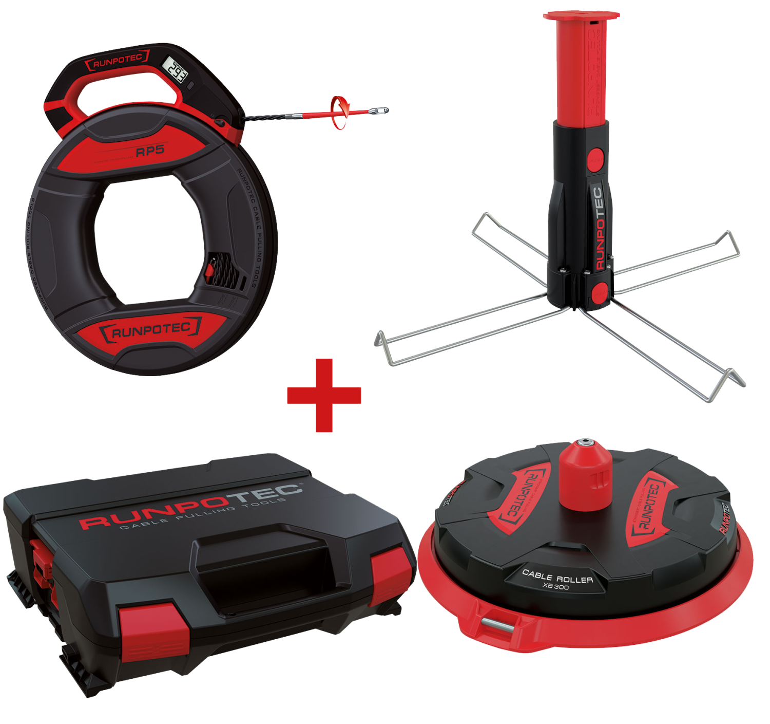 RUNPO Multiset RUNPO 5 met Box 30m met Lengtemeter + XB300 met Centreerdoorn in Koffer