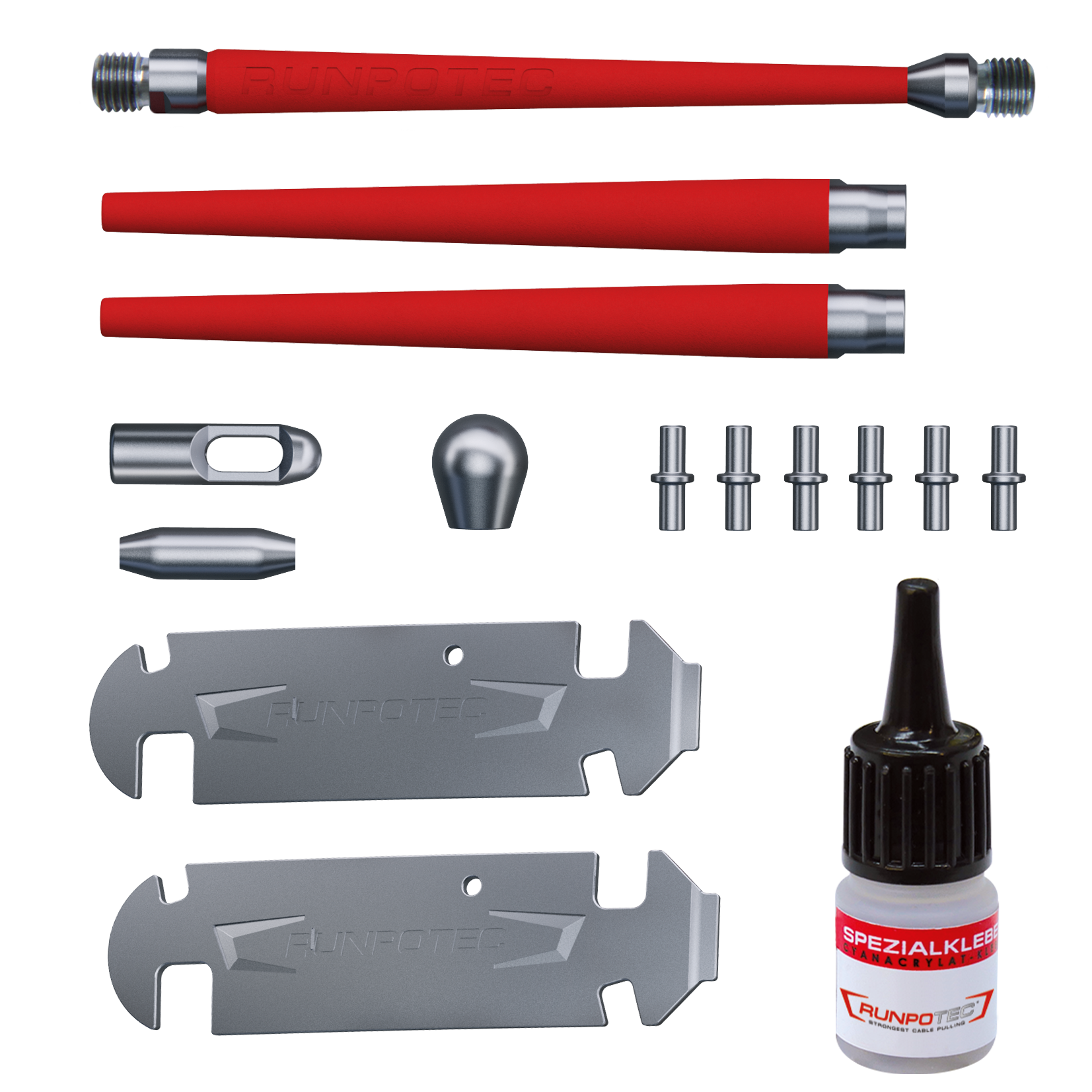 RUNPO GF3 Reparatieset Ø 3mm Glasvezel Trekveer, 15-delig