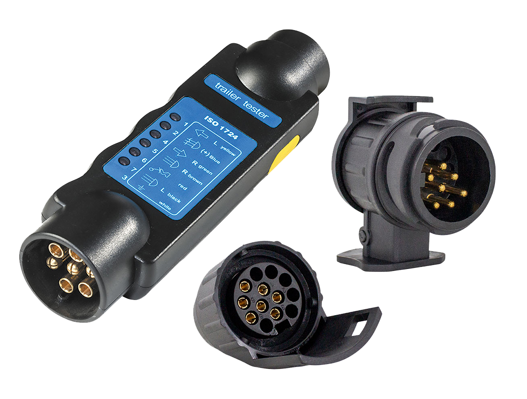 Schwabe Caravan Tester Set 7-polige stekker/koppeling + 7/13-polige adapterset