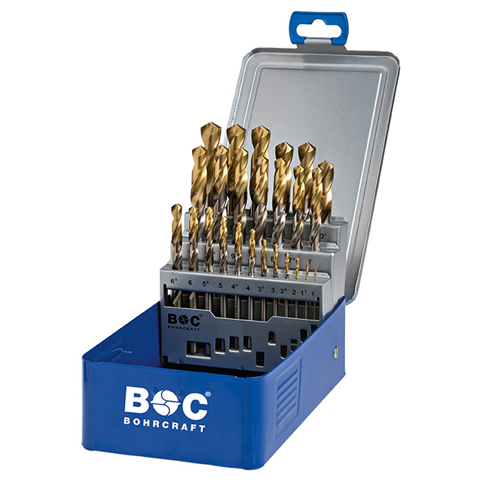 BC PP Spiraalborenset MG13 DIN 338 HSS-G TiN-Point Type N-TP Ø 1,0-13,0mm, 25-delig