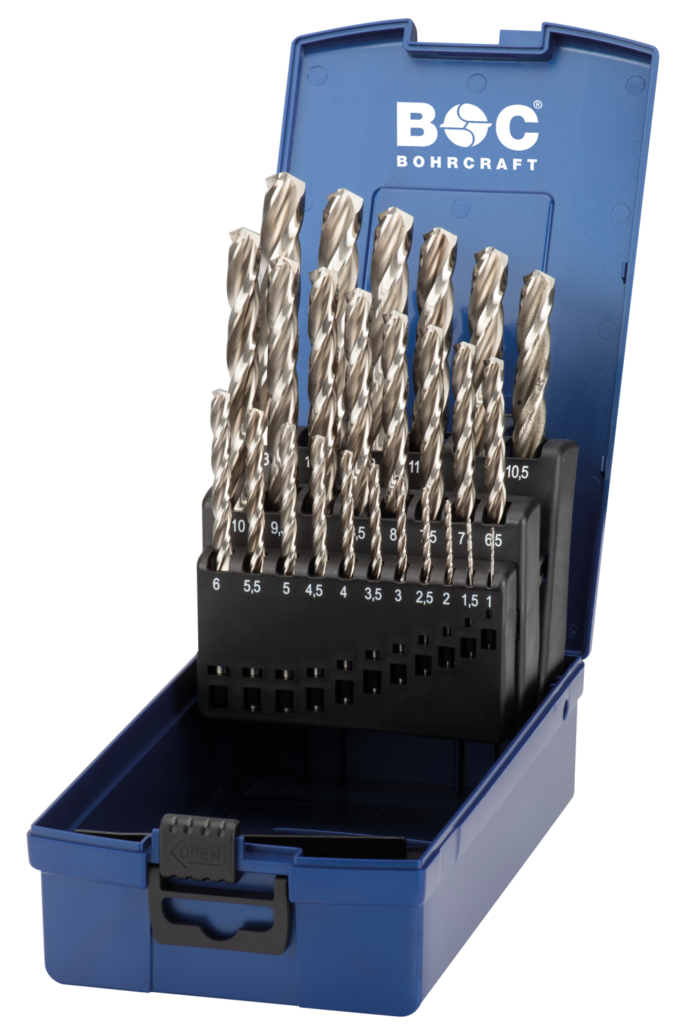 BC PP Spiraalborenset HSS-E Co 5% DIN 338 KE 13 Z3 Ø 1-13mm x 0,5mm, 25-delig