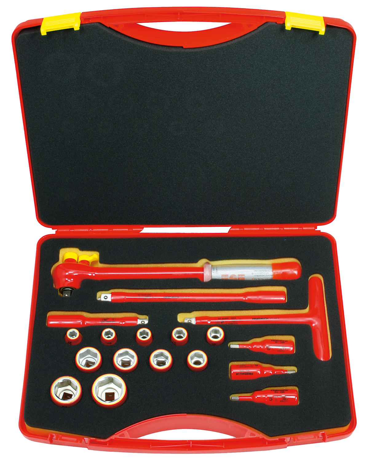 Friedrich 1/2'' Dopsleutelset 10-32mm 1000V VDE + Momentsleutel 5-50 Nm, 18-delig