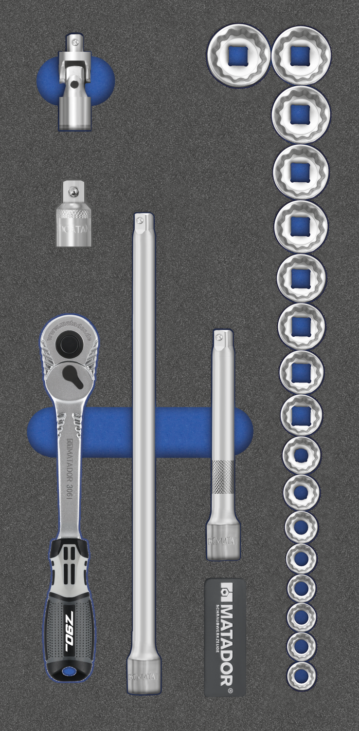 Matador MTS 1/3 Module 3/8" Dopsleutelset Twaalfkant 6-22mm, 22-delig