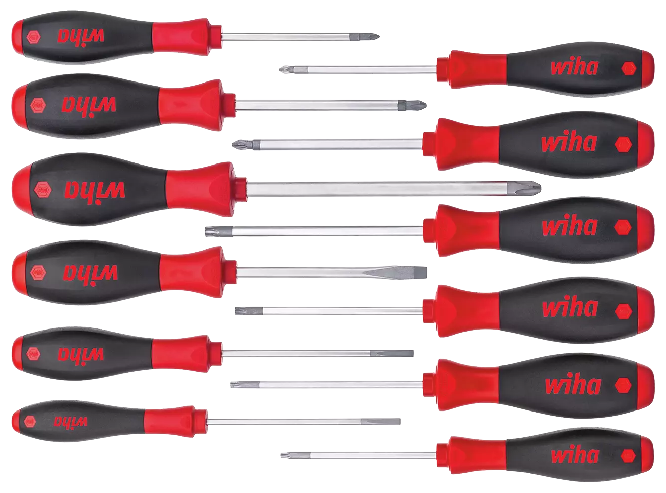 WIHA Schroevendraaierset SoftFinish ronde schacht 302 SL/PH/PZ/Torx, 12-delig