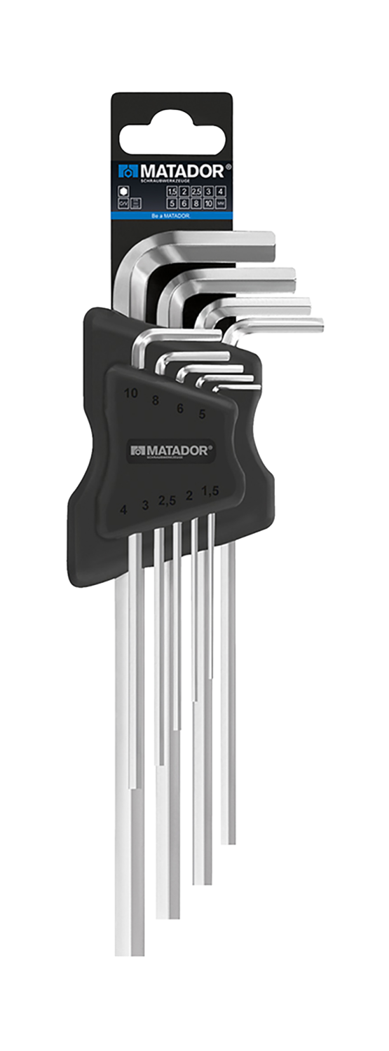 Matador Lange Inbussleutelset mat verchroomd 1,5-10mm, 9-delig