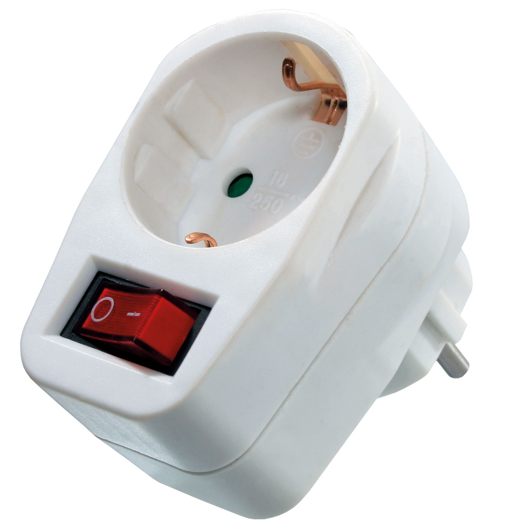 Schwabe Haakse Contactdoos 230V/16A IP20 randaarde met schakelaar 1.5mm² wit