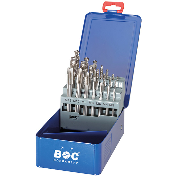 BC Machinetappenset HSS-E MGB 21 vorm B+C RSP35° M3-M12 + boren, 21-delig