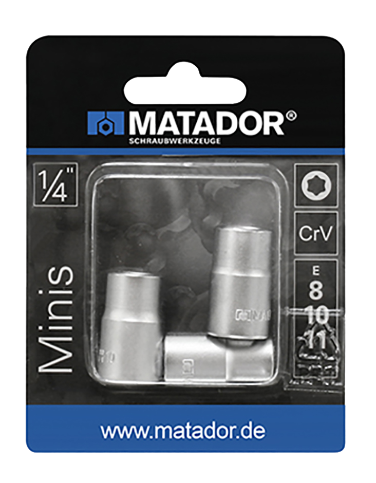 Matador 1/4" Doppenset E TORX E8-E10-E11, 3-delig
