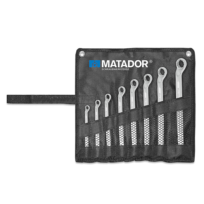 Matador Ringsleutelset Diep Gebogen 1/4 t/m 1.1/4" in roltas, 8-delig