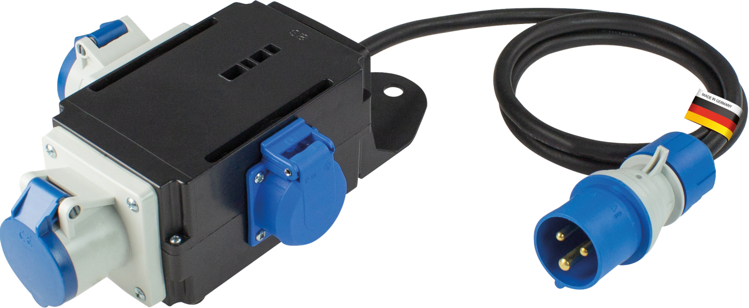 Schwabe Camping CEE MIXO Adapter 230V/16A IP44 3-polig EMS met kabel H07RN-F3G2,5 1,5m