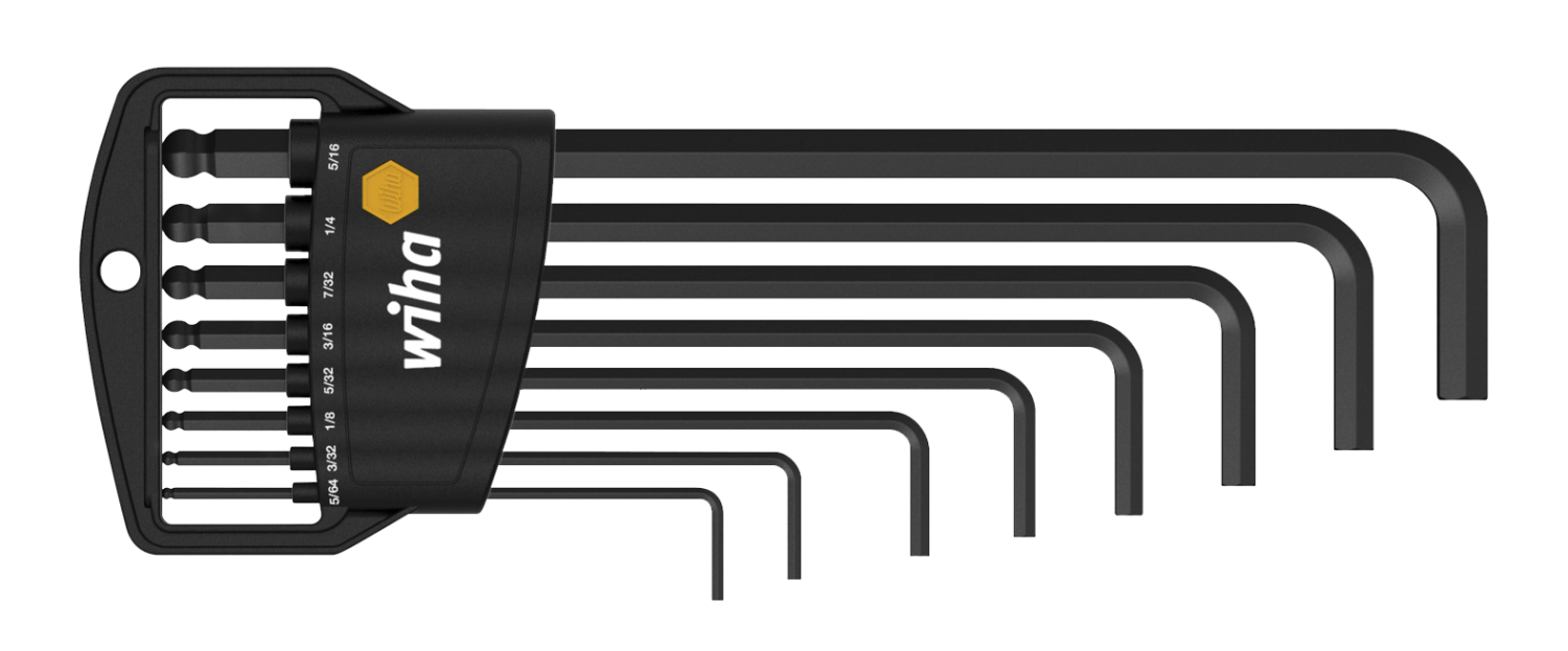 WIHA Inbussleutelset Kogelkop Classic gezwart Inchuitvoering 369ZB, 9-delig