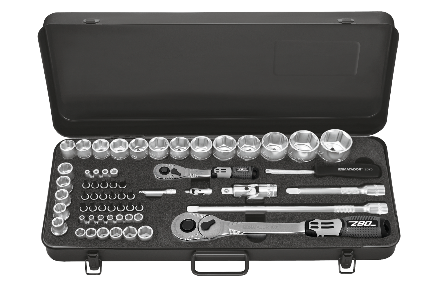 Matador 1/2" + 1/4" Dopsleutelset Zeskant 4-32mm, 61-delig