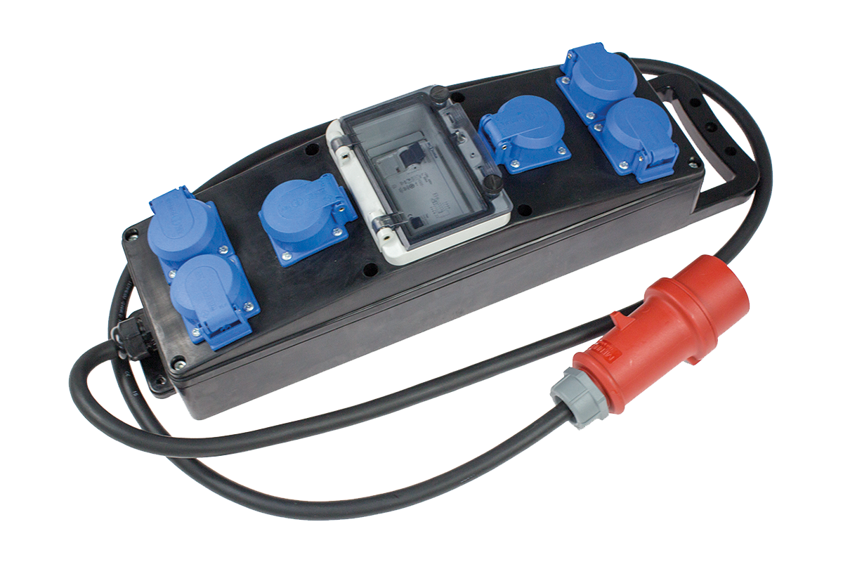 Schwabe CEE Stroomverdeler Massief Rubber S2+ 400V/16A IP44 6-voudig H07RN-F 5G2.5 2m