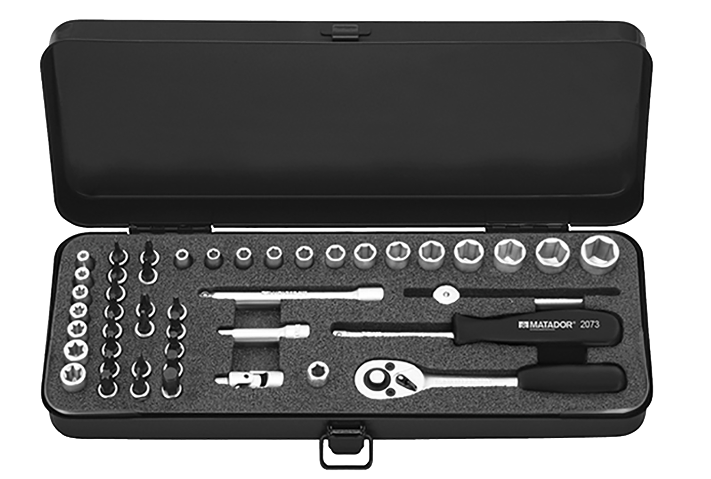 Matador 1/4" Dopsleutelset Pro 4-14mm + Bitset in metalen kist, 46-delig