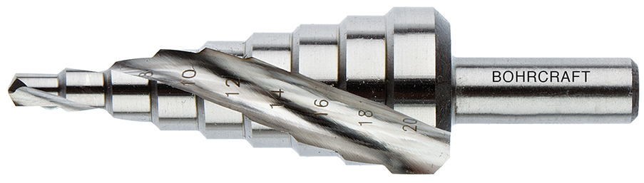 BC PB Trappenboor HSS Spiraalgroef 1-S, 1mm stap 4-12mm