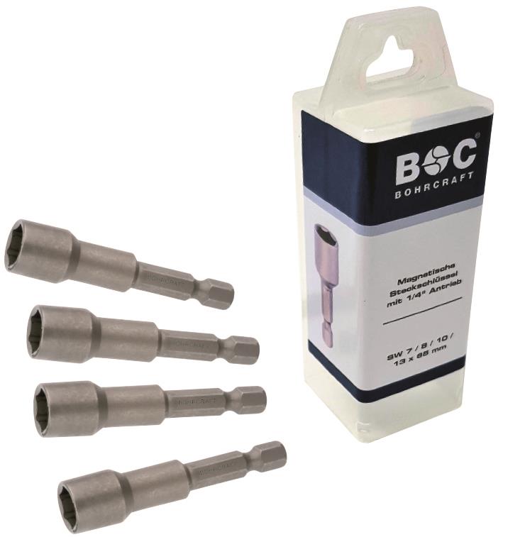 BC 1/4" Magnetische Dopsleutelinzetset RST4-65 7-8-10-13 x 65mm, 4-delig