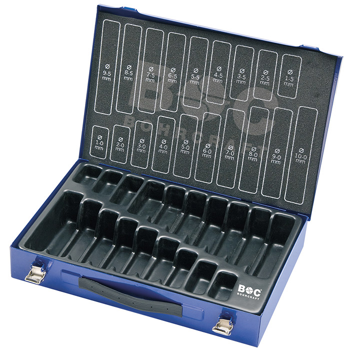 BC Metalen Cassette Spiraalboren Ø1-10 x0.5mm,10x Ø1-8mm, 5x 8.5-10mm Leeg M170, 170-delig