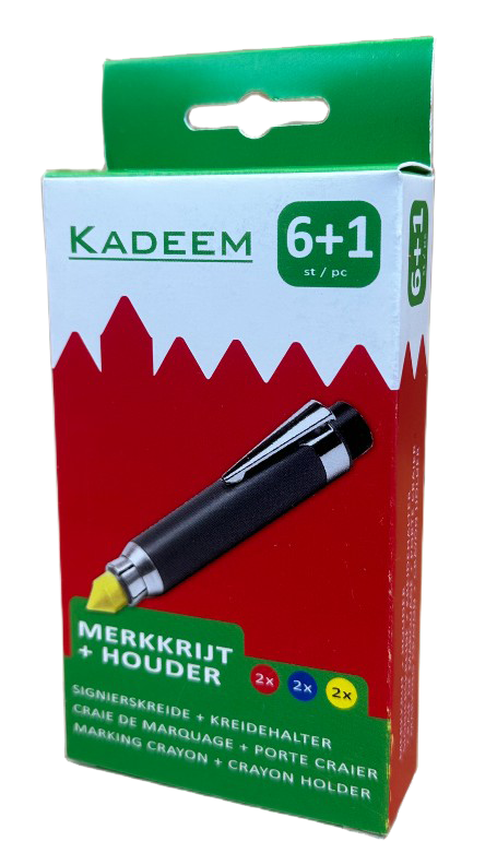 Kadeem Merkkrijtset à 6 Krijtjes Geel/Rood/Blauw incl. houder