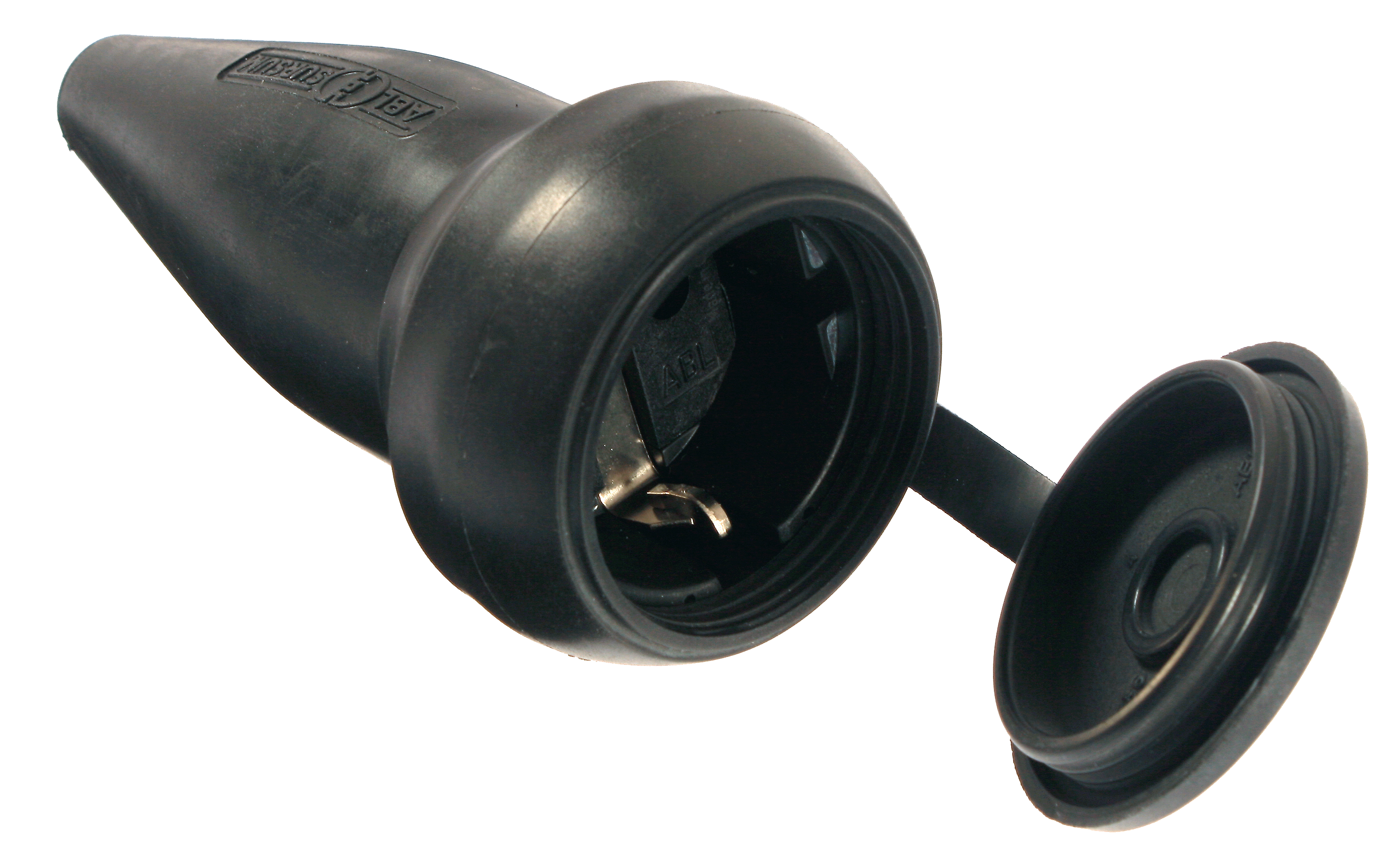 Schwabe Rubber Contrastekker met beschermkap 230V/16A IP44 Zwart