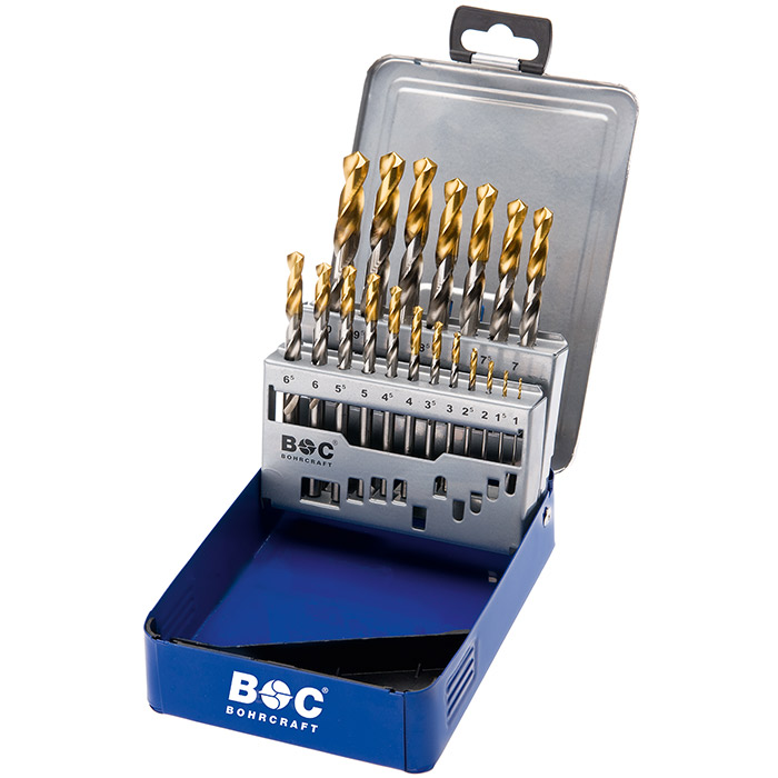 BC PP Spiraalborenset MG10 DIN 338 HSS-G TiN-P Type N-TP Ø 1,0-10,0mm, 19-delig