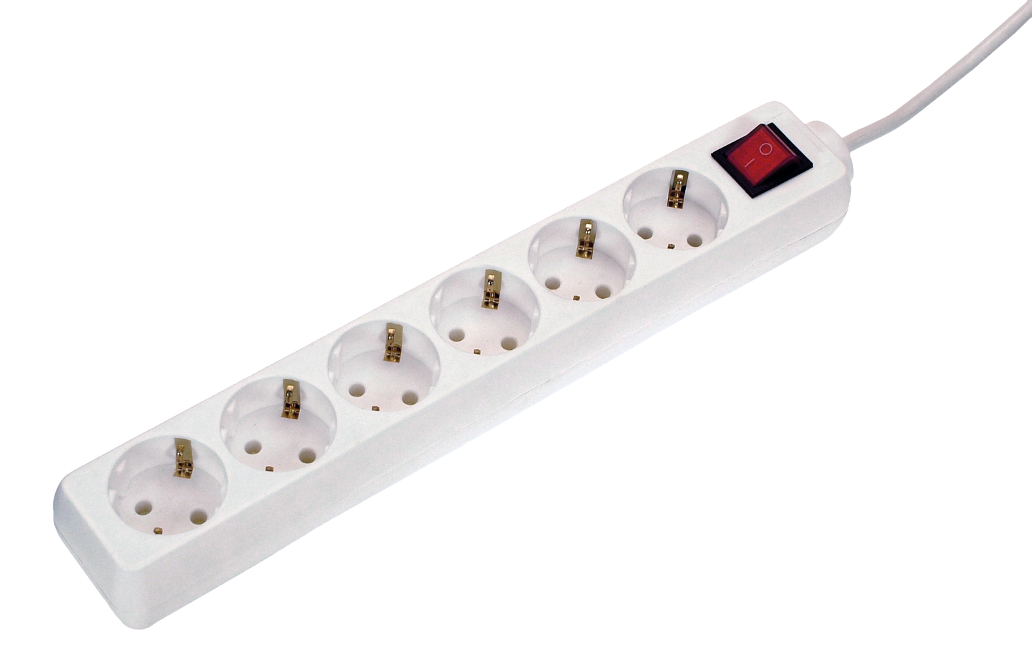 Schwabe Stekkerdoos 6x randaarde met schakelaar kabel H05VV-F 3G1,5 wit 1,4m