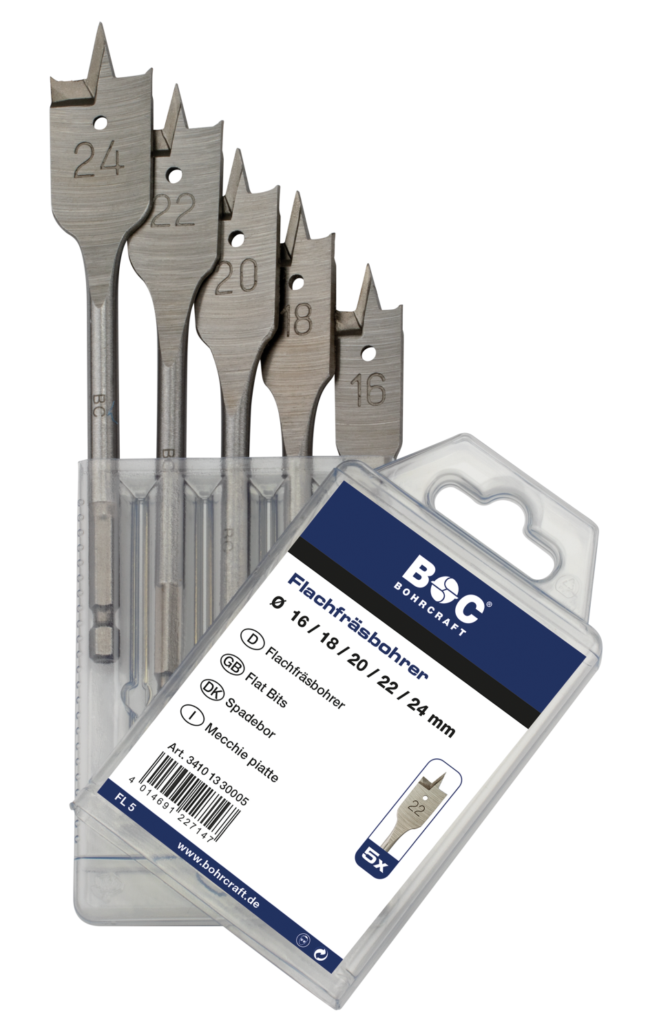 BC Speedborenset hexagon schacht FL 5 Ø 16-24 x 150mm, 5-delig