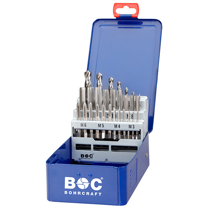 BC Handtappenset GK12 DIN 352 HSS-G M3-M12 met boren, 28-delig