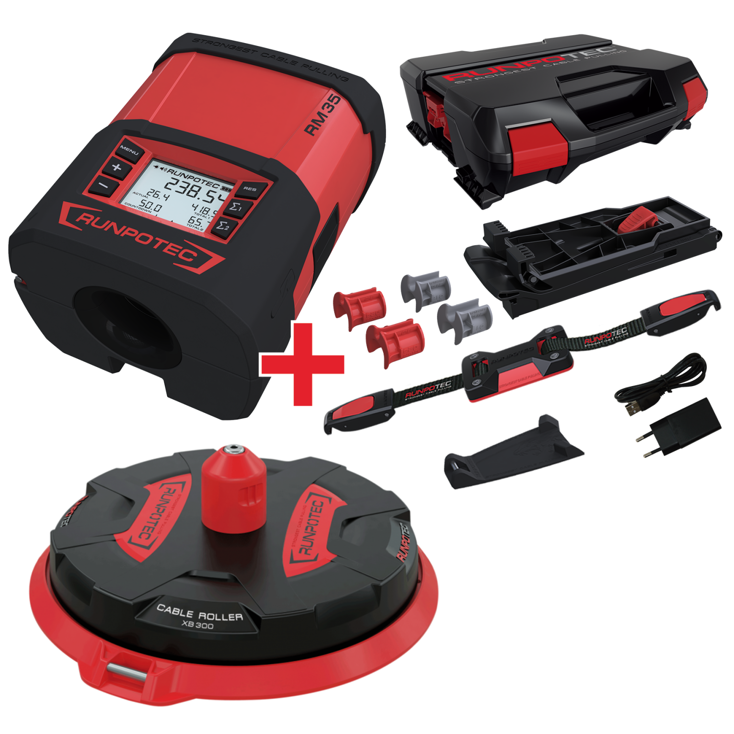 RUNPO ACTIESET RM35 Digitale Kabellengtemeter + Kabelafroller XBoard XB300