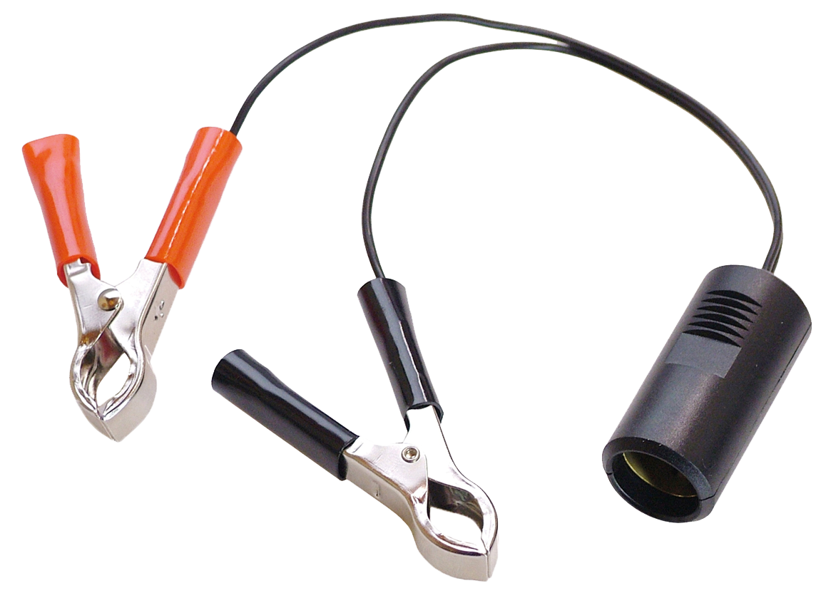 Schwabe Batterijadapter 12/24V met twee accuklemmen en sigarettenaanstekeraansluiting L=1m