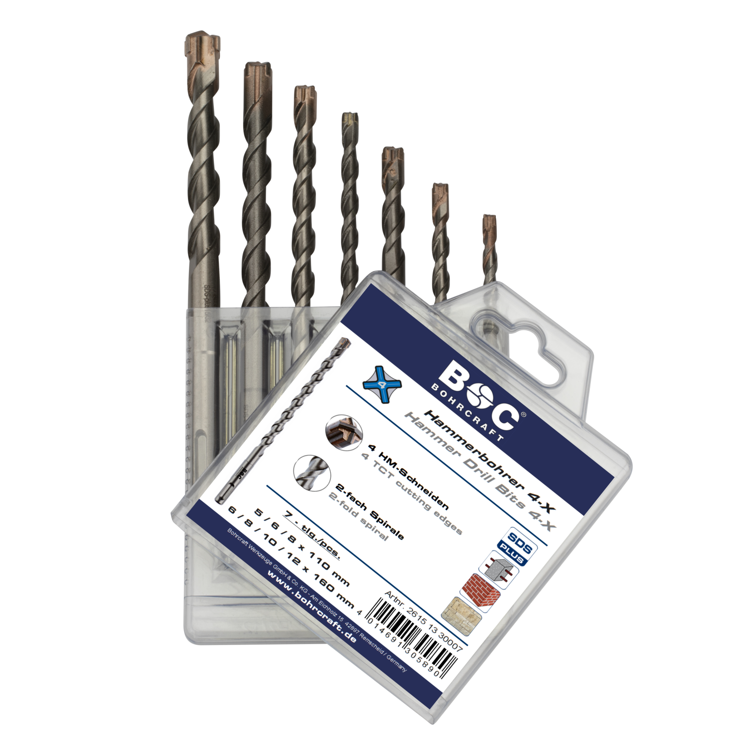 BC SDS+ Hamerborenset B7-24-X Ø 5-6-8 x 110mm +Ø  6-8-10-12 x 160mm, 7-delig