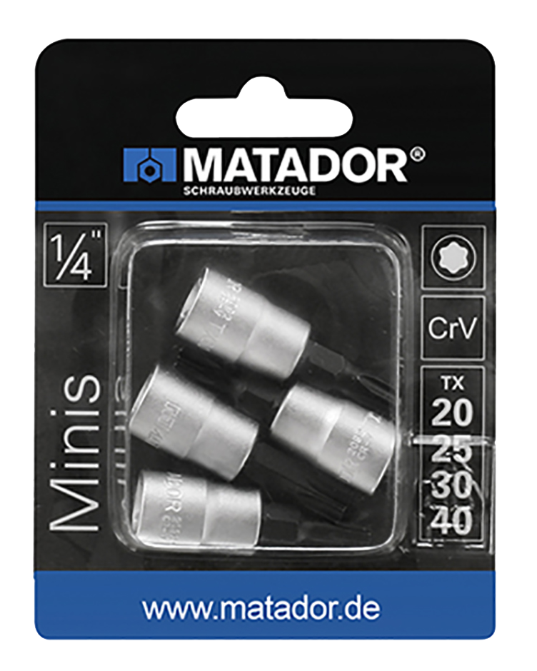 Matador 1/4" Schroevendraaierdopsleutelset TORX T20-T40, 4-delig