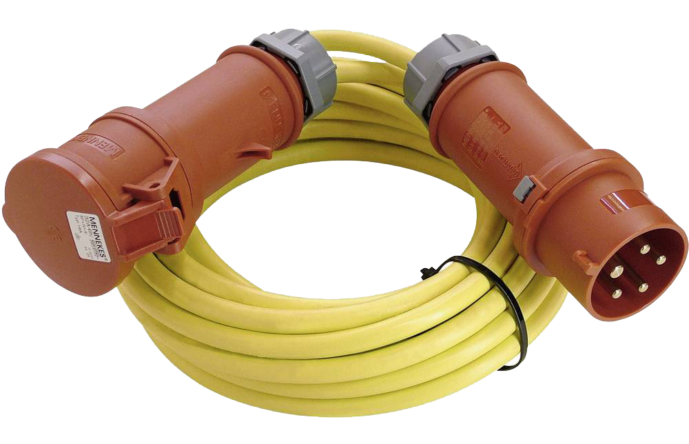 Schwabe CEE Verlengkabel PVC 400V/32A IP44 5-polig AT-N07V3V3-F 5G4 geel 10m
