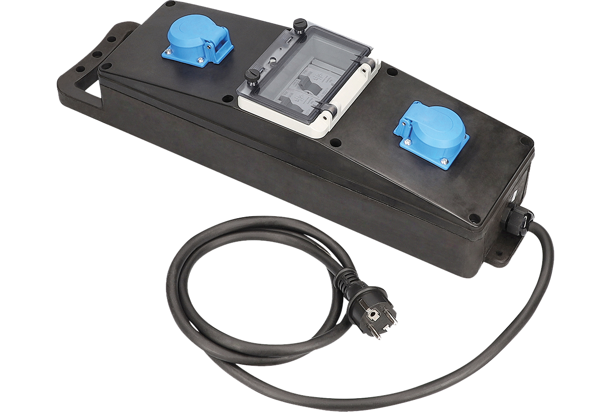 Schwabe CEE Mobiele Stroomverdeler S23 230V/16A IP44 3-polig met kabel H07RN-F 3G2.5 2m
