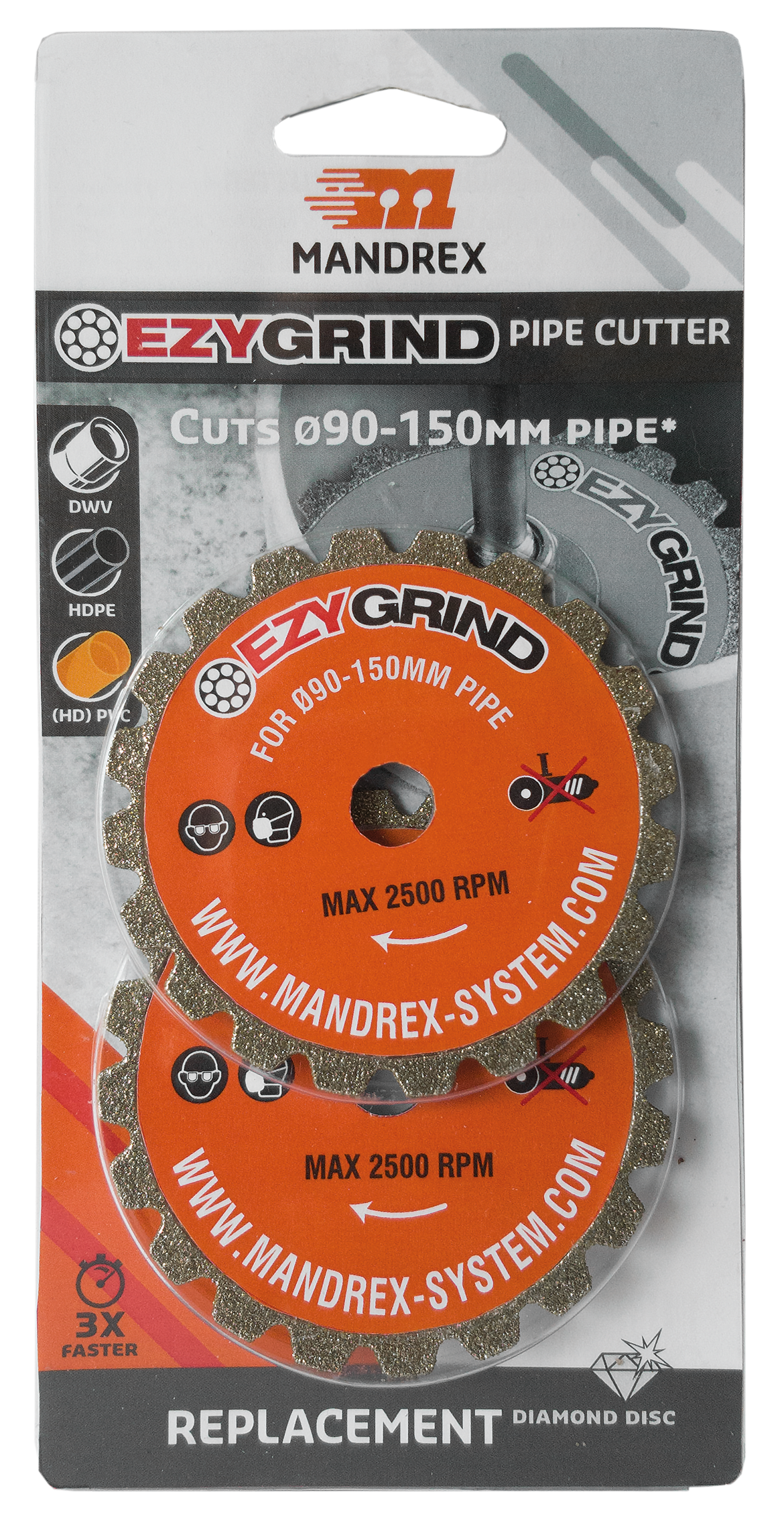 Mandrex EzyGrind vervangende diamantschijven MEZG110B groot (2 stuks)