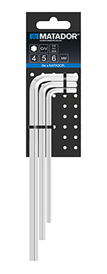 Matador Lange Inbussleutelset mat verchroomd 4-5-6mm, 3-delig