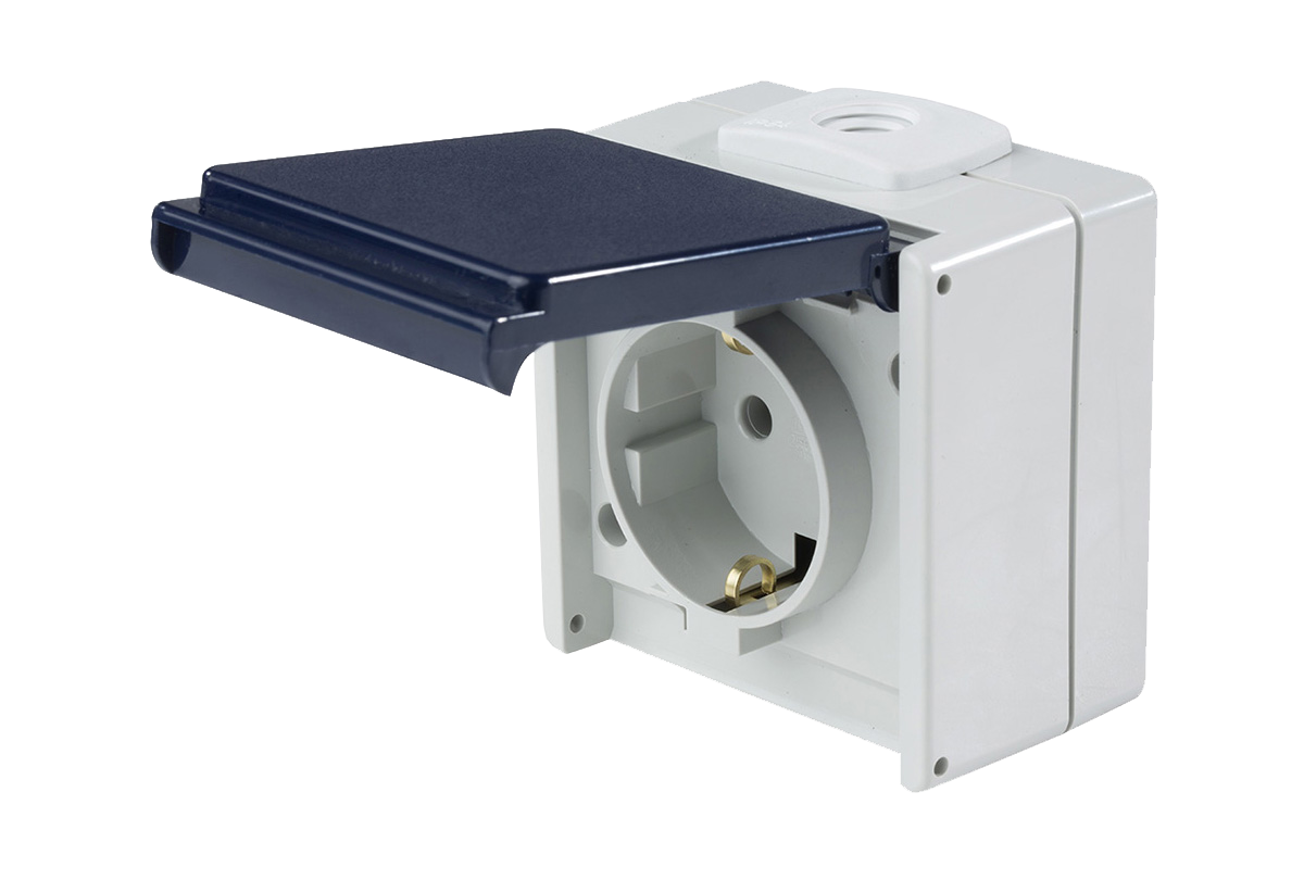 Schwabe Opbouwcontactdoos 230V/16A IP54 Grijs tot 2.5mm² 1-voudig verticaal