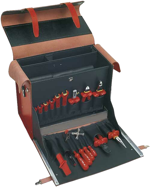 Friedrich Lederen Veiligheidsgereedschapskoffer met draagriemen Leeg 430x320x200mm