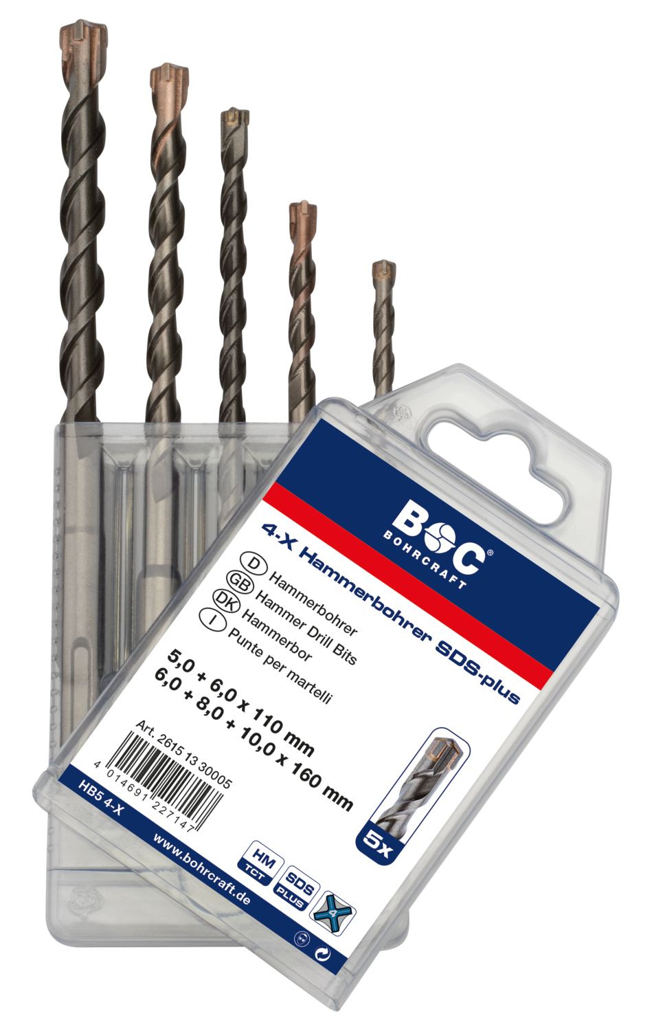 BC SDS+ Hamerborenset HB5 4-X Ø 5-6x 110mm + Ø 6-8-10x160mm, 5-delig
