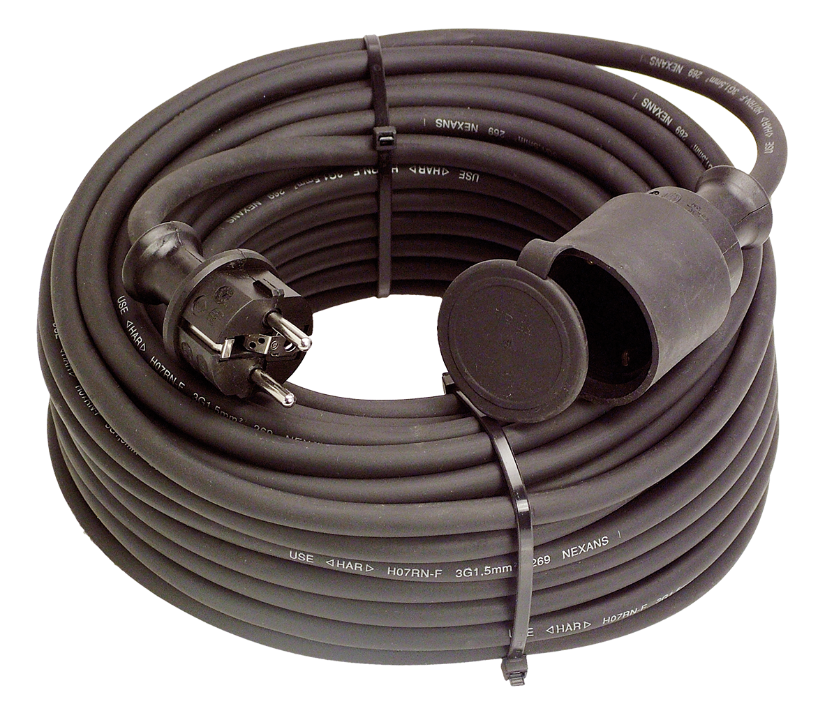 Schwabe Verlengkabel Neopreen 230V/16A IP44 H07RN-F 3G1,5 zwart 10m