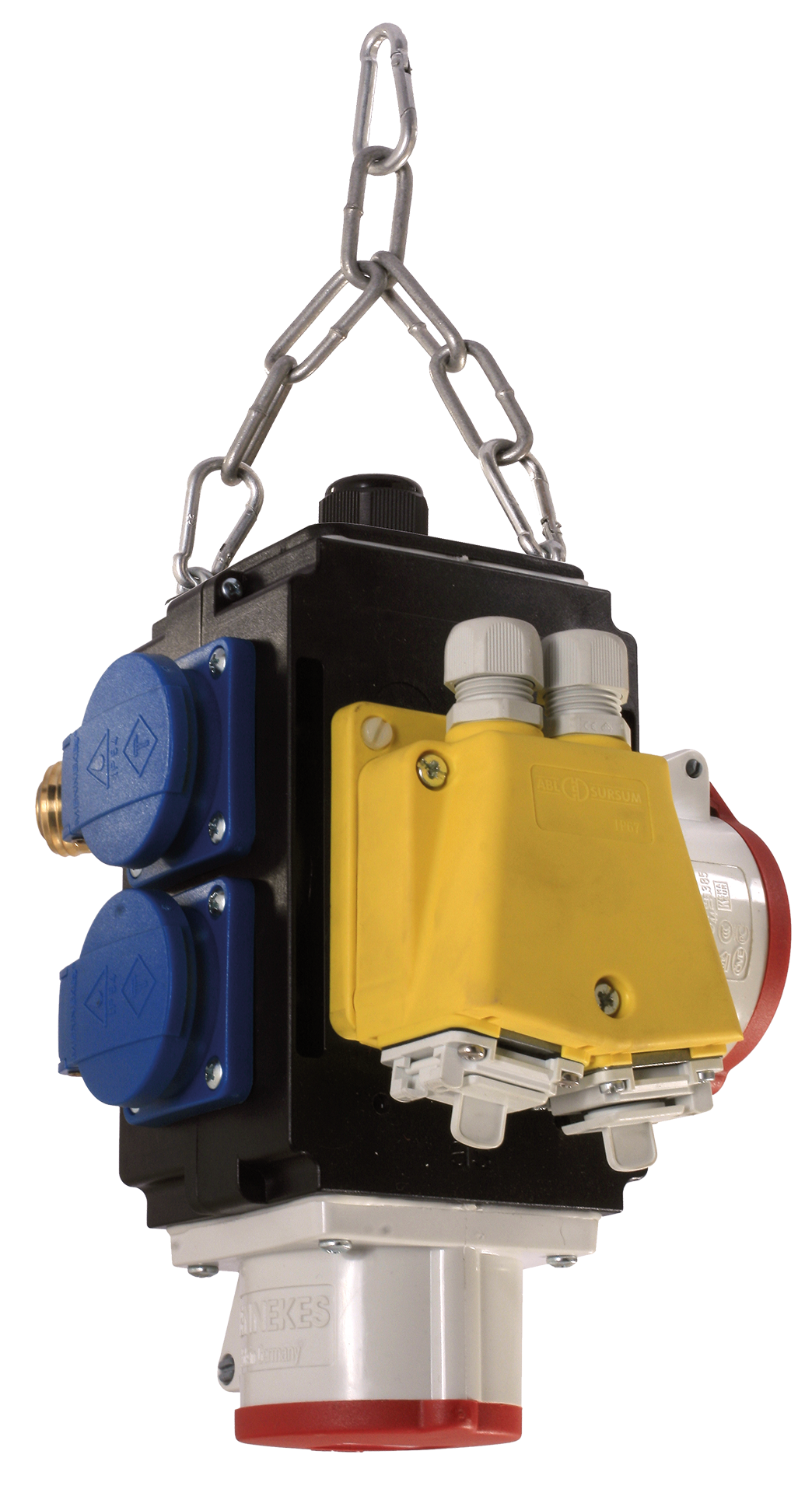 Schwabe MIXO Hangverdeler III 2x 230V/16A, 2x RJ45 Cat6, 2x CEE 400V/16A 5-polig