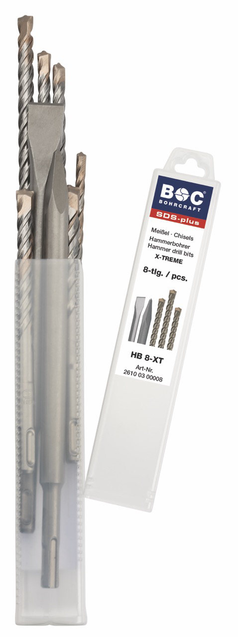 BC Hamerboren + Beitel set SDS+ HB8-XT QP 6/8/10/12x160+8/10x210, 8-delig